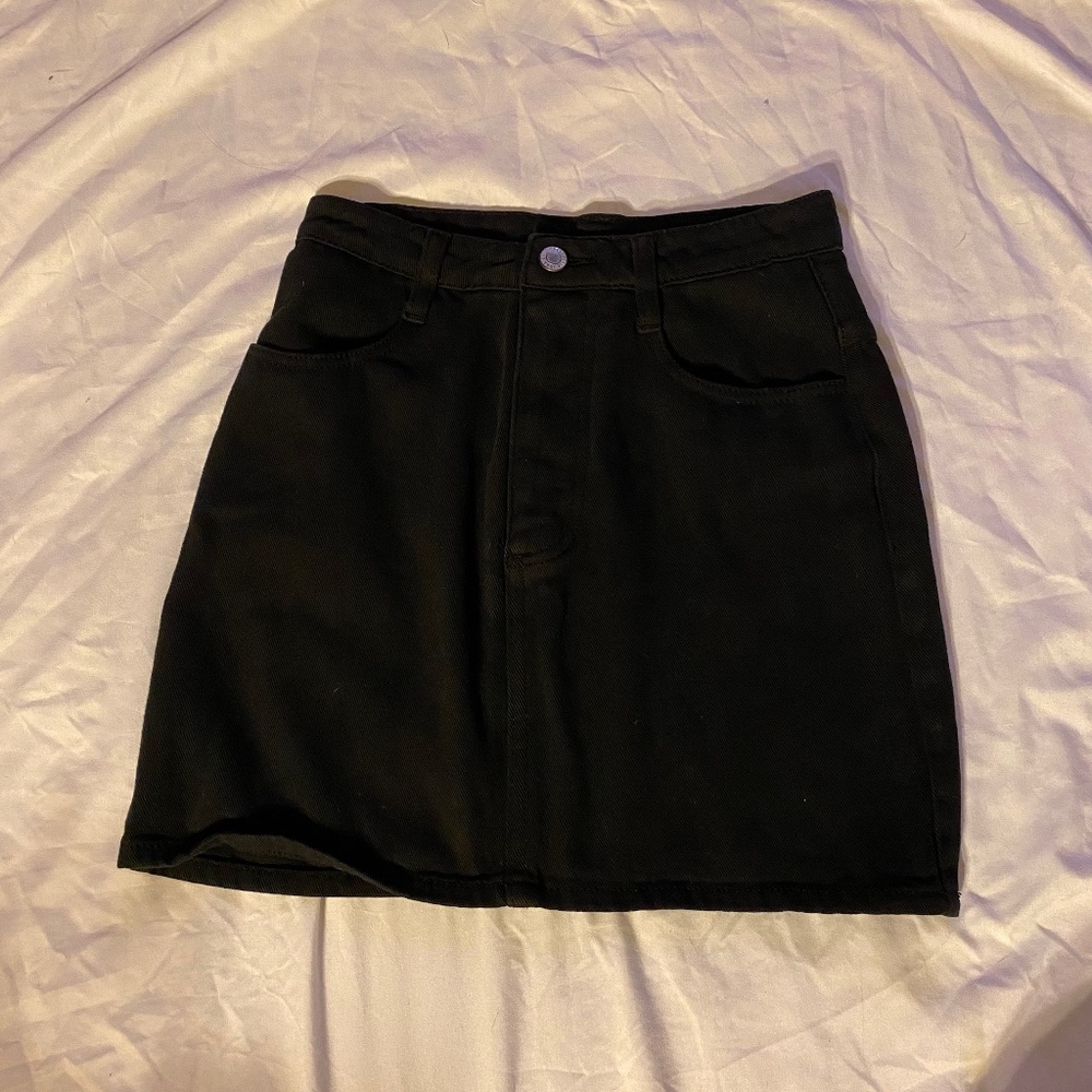 Brandy Melville John Galt Black Denim Mini Skirt